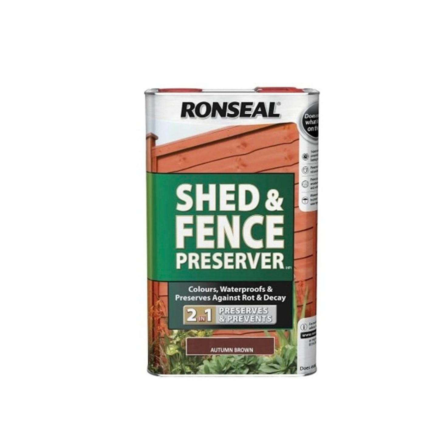 Ronseal Shed and Fence Preserver Autumn Brown - 5 Litre