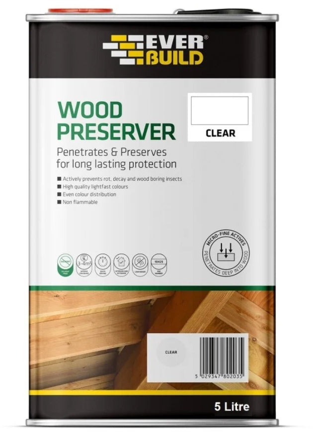 Everbuild Wood Preserver Clear - 5 Litre