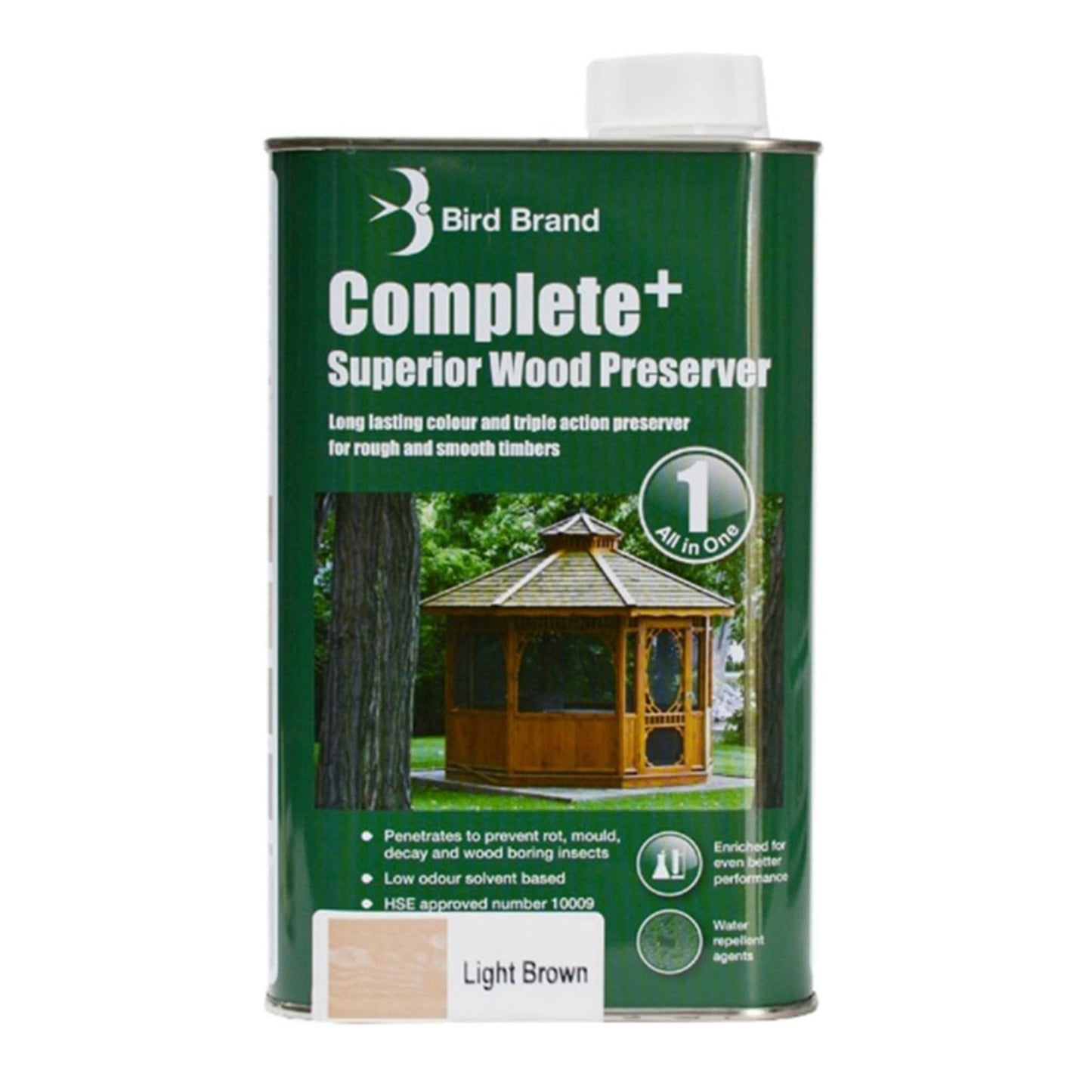 Bird Brand Complete+ Superior Wood Preserver Light Brown - 1 Litre