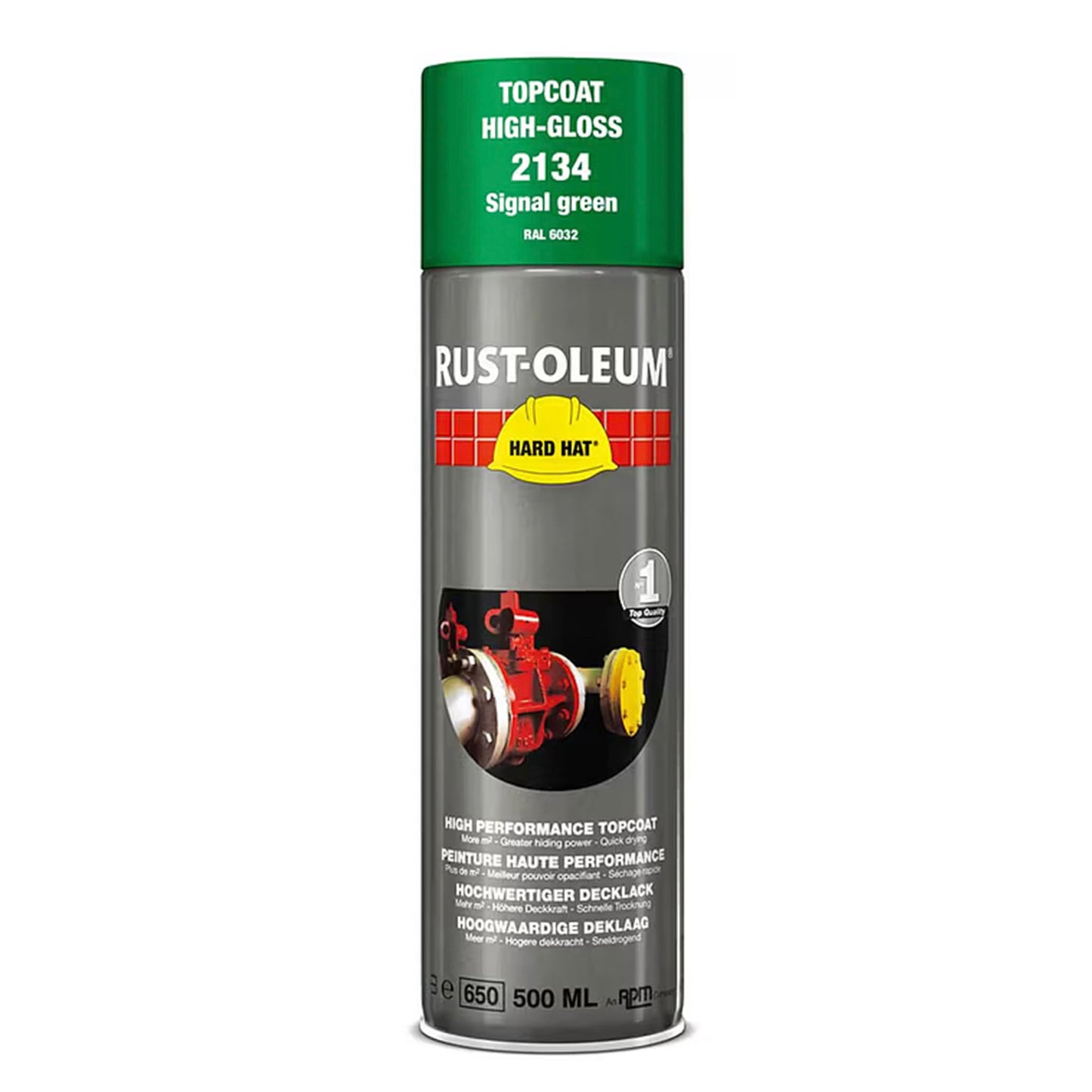 Rust-Oleum Hard Hat Top Coat Spray Signal Green RAL6032 - 500ml