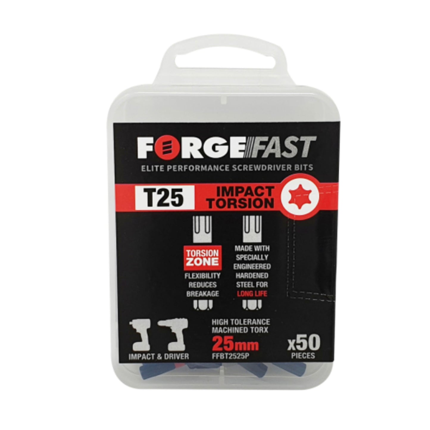 Forgefast Impact Bits T20 x 25mm - 10 Pack