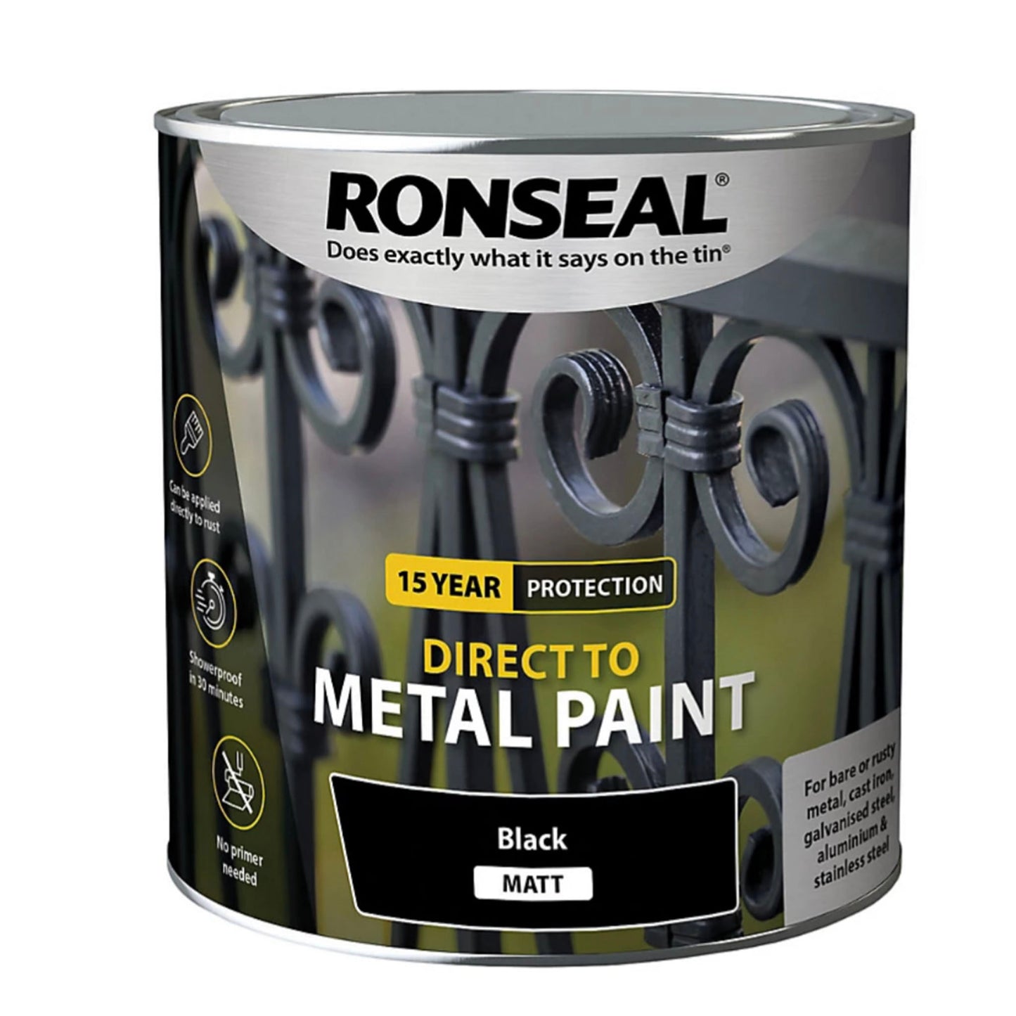 Ronseal Direct to Metal Paint Matt Black - 750ml
