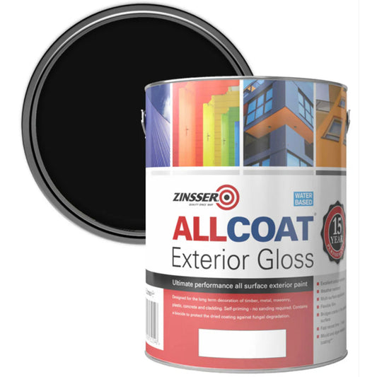 Zinsser AllCoat (Water Based) Exterior Gloss Paint Black 5 Litre