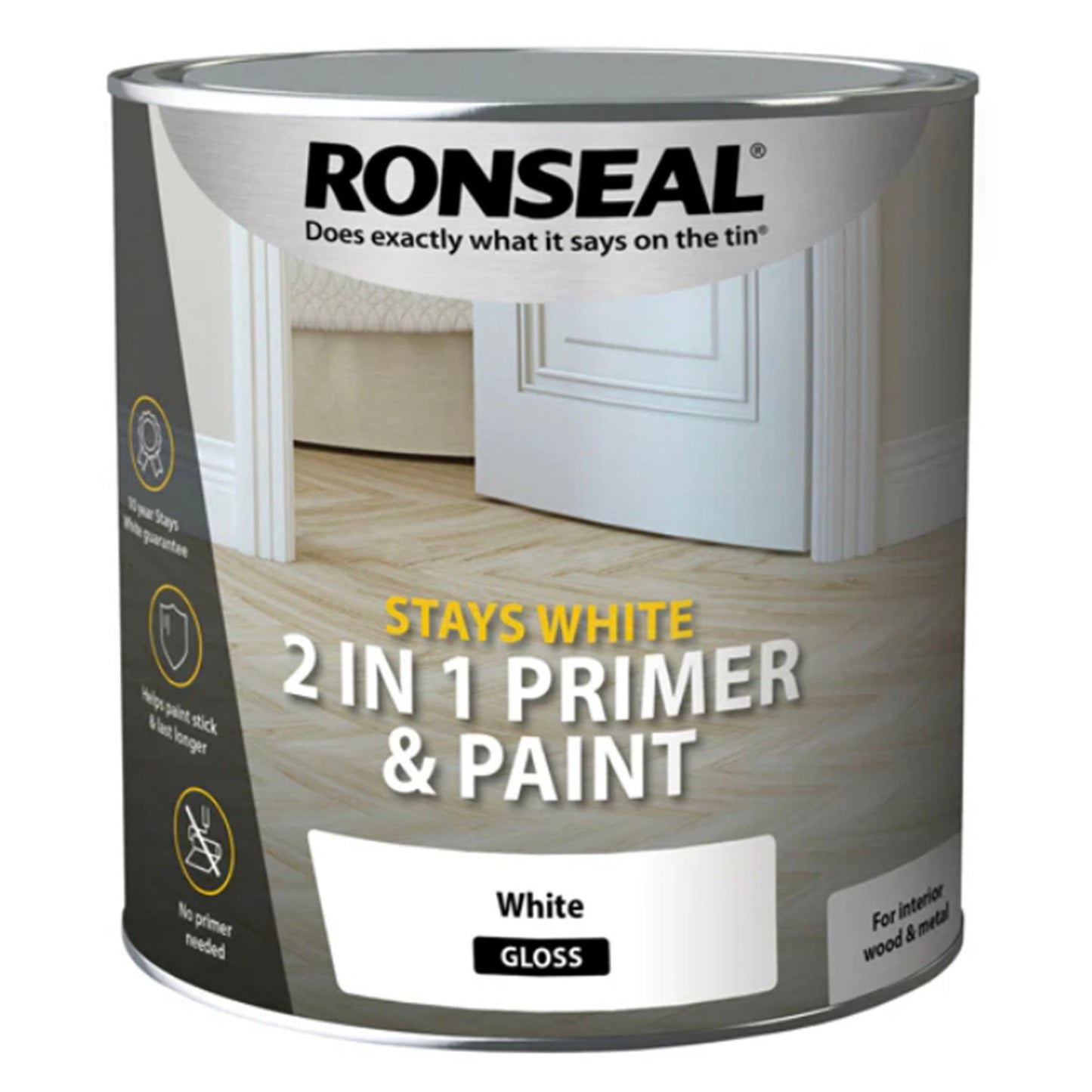 Ronseal Stays White 2 in 1 Primer and Paint - Brilliant White