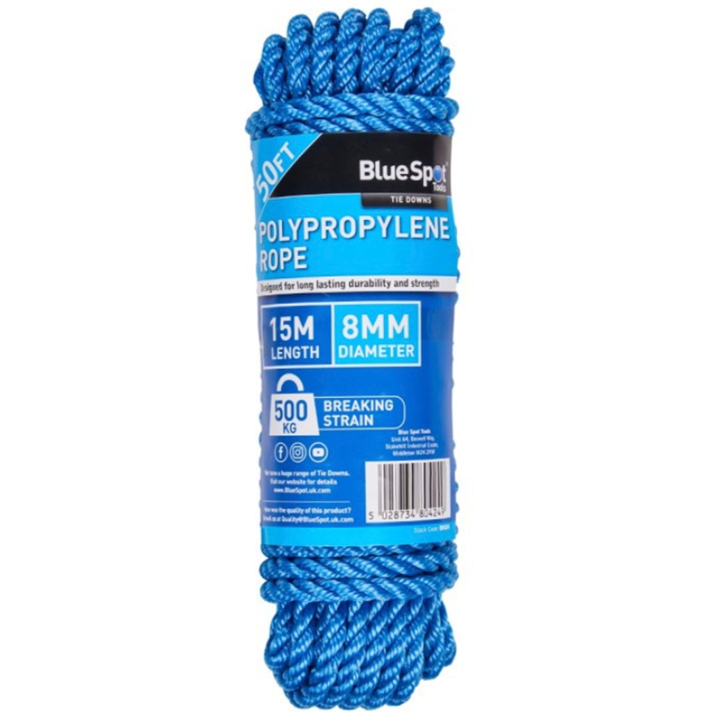 Blue Spot Polypropelene Rope 8mm - 15 Metre