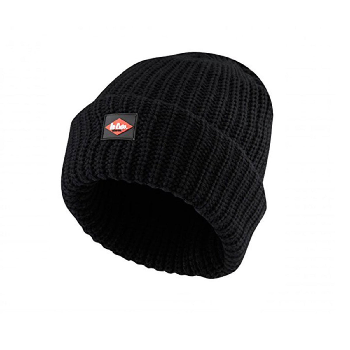 Lee Cooper Knitted Beanie Hat Thermal Lined Black