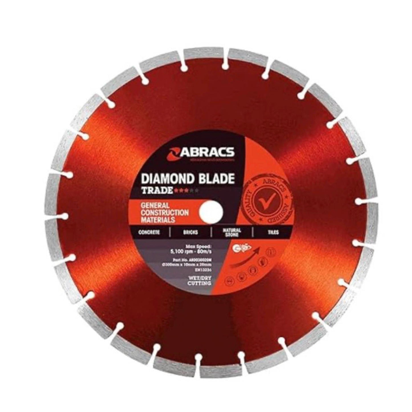 Abracs Diamond Cutting Blade 300mm x 20mm x 10mm - Transtools Online