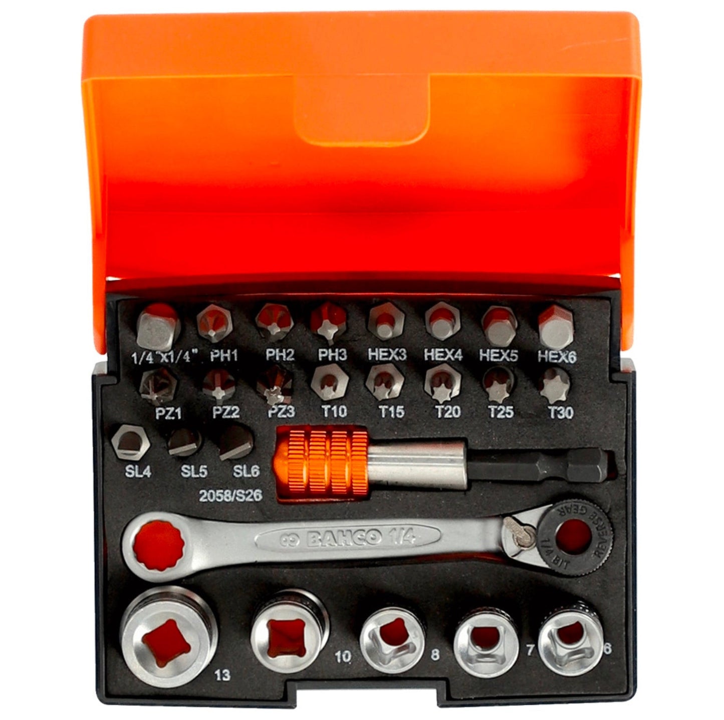 BAHCO 2058/S26 RATCHET SOCKET BIT SET - 26 PIECE - Transtools Online