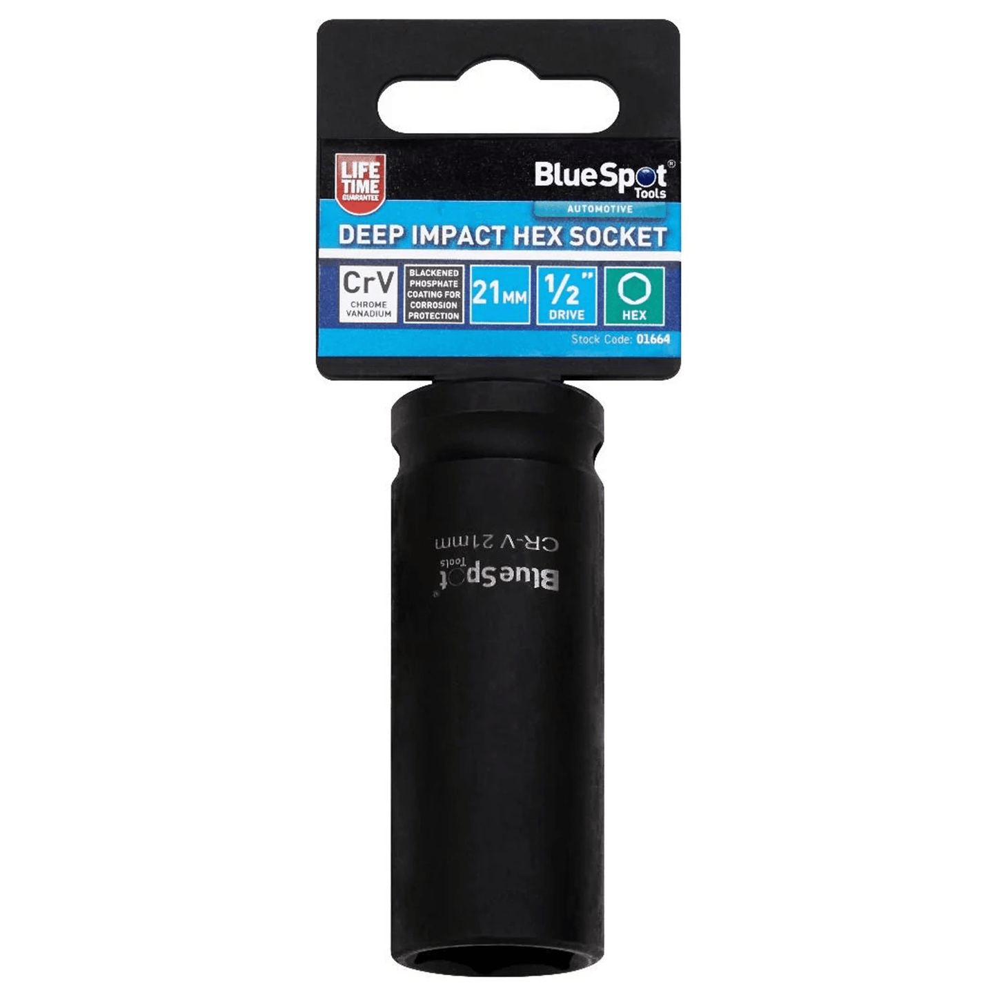 Blue Spot Deep Impact Hex Socket - 21mm - 1/2in Drive.