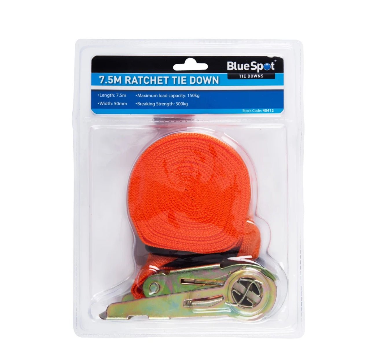 BLUE SPOT RATCHET TIE DOWN STRAP 7.5 METRE - Transtools Online