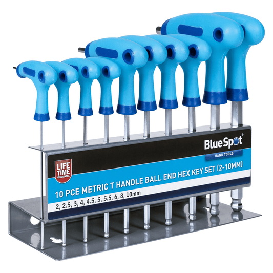 Blue Spot T Handle Ball End Hex Key Set - 10 Piece in Metal Stand