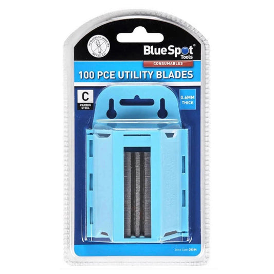 Blue Spot Utility Blades In Holder - 100 Pack