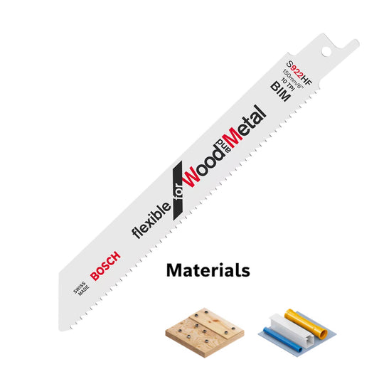 Bosch S922HF Reciprocating Saw Blades Wood And Metal 150mm 5 Pack