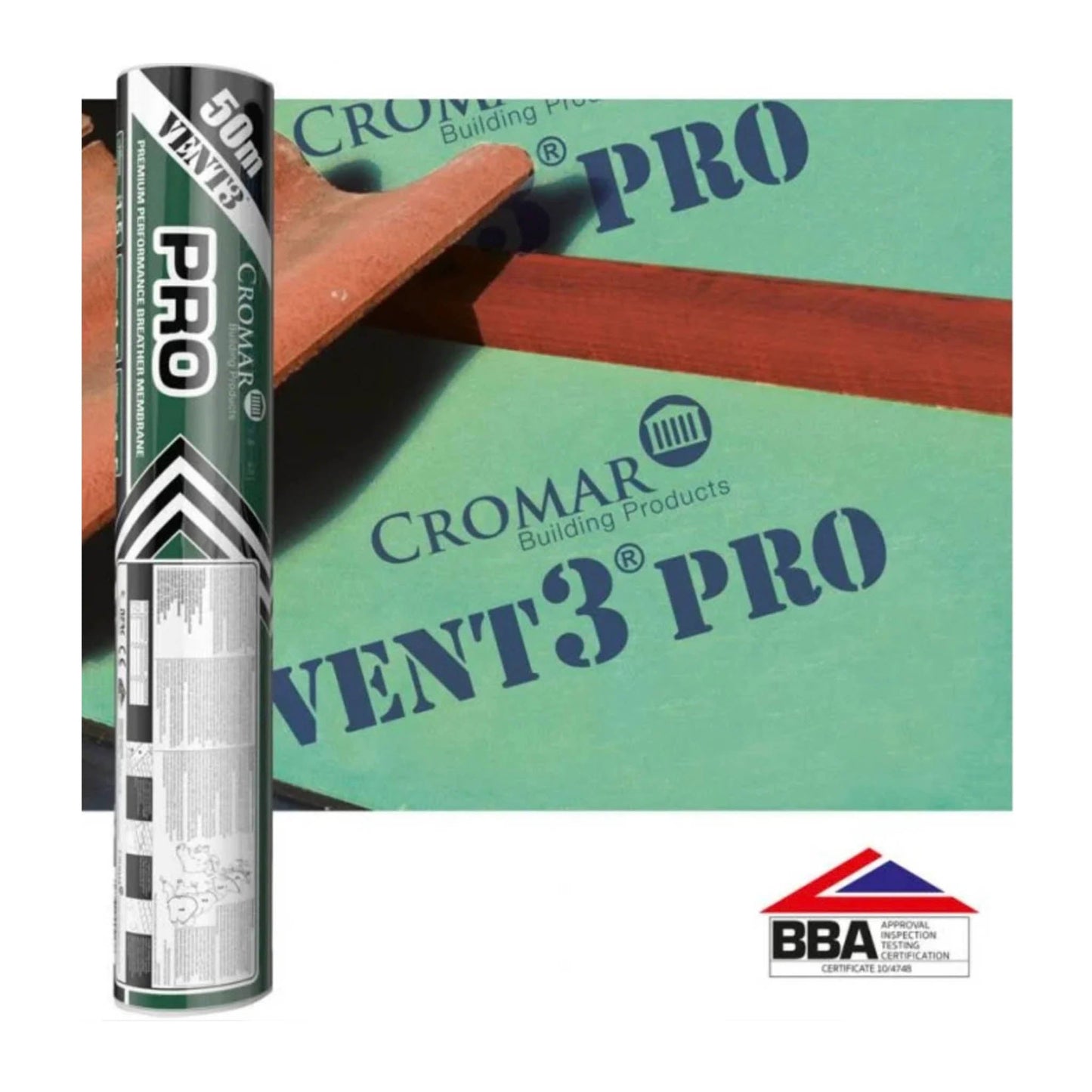 Cromar Breathable Membrane Felt Vent 3 Green Pro 165gm - 1 Metre x 50 Metre - Transtools Online