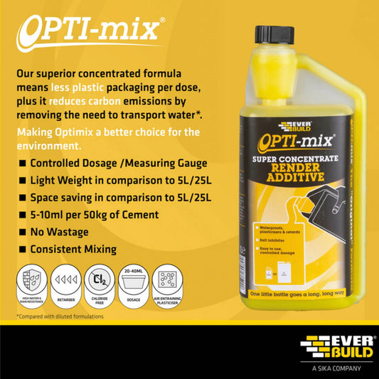 Everbuild Opti - Mix 3 In 1 Render Additive 1 Litre