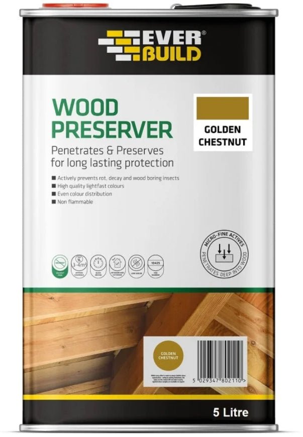Everbuild Wood Preserver Golden Chestnut - 5 Litre - Transtools Online