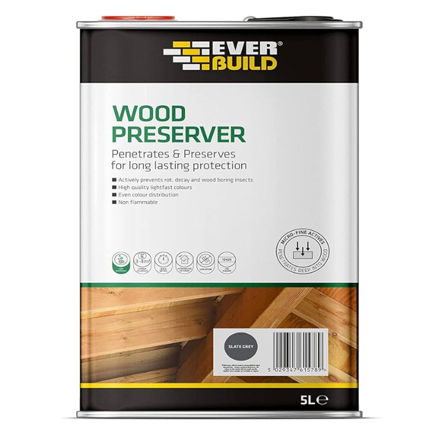 Everbuild Wood Preserver Slate Grey - 5 Litre - Transtools Online
