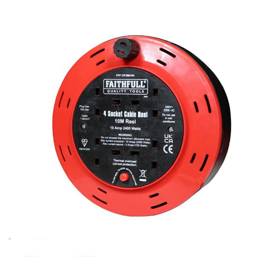 FAITHFULL ENCLOSED CABLE REEL 240V - 10 METRE - Transtools Online