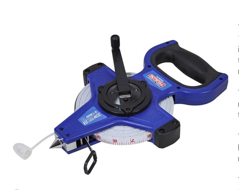 FAITHFULL FIBREGLASS GEARED LONG TAPE - 30 METRE - Transtools Online