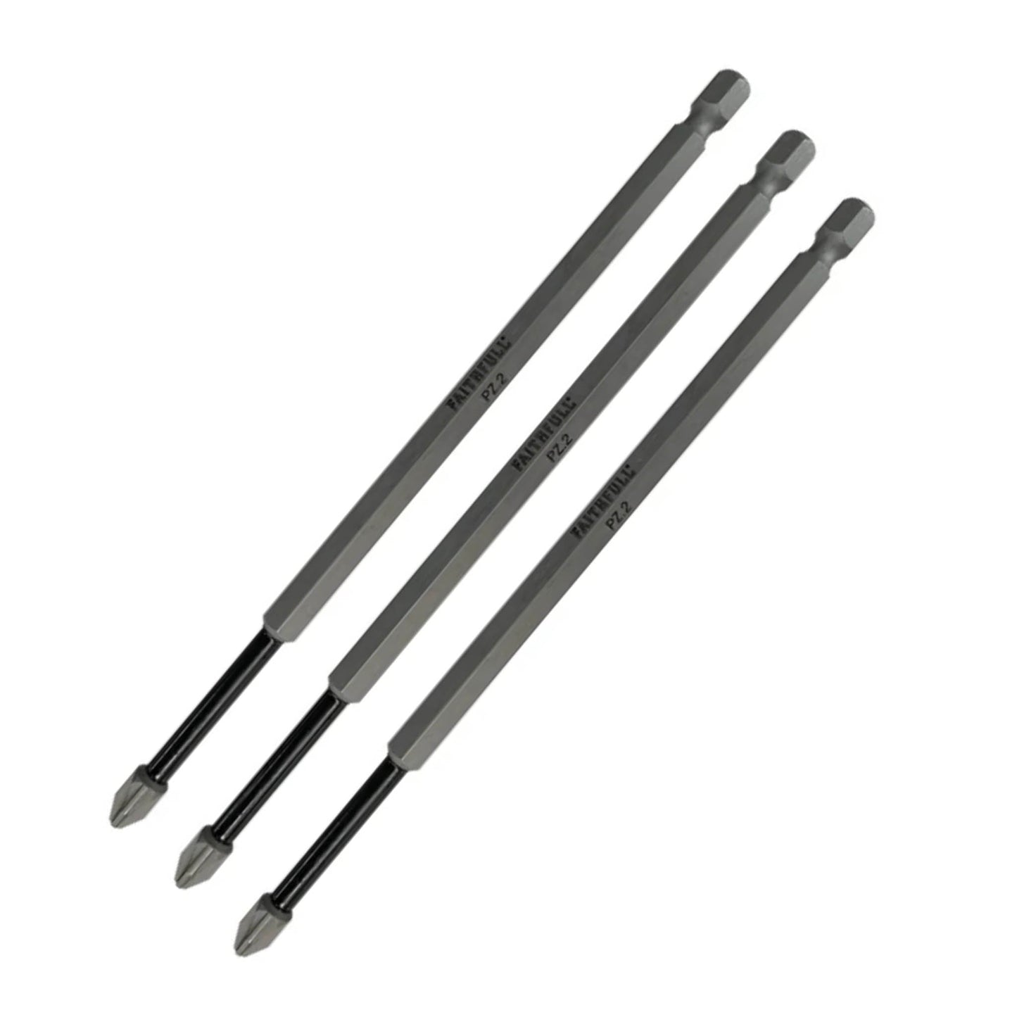Faithfull Impact Screwdriver Bits PZ2 x 150mm - 3 Pack - Transtools Online