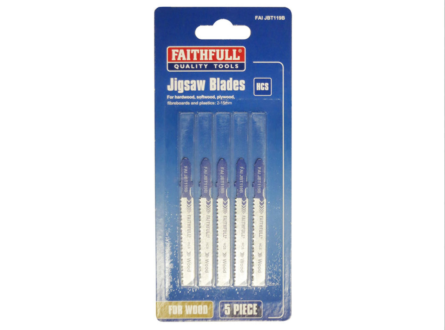 FAITHFULL JIGSAW BLADES WOOD T119B - 5 PACK - Transtools Online