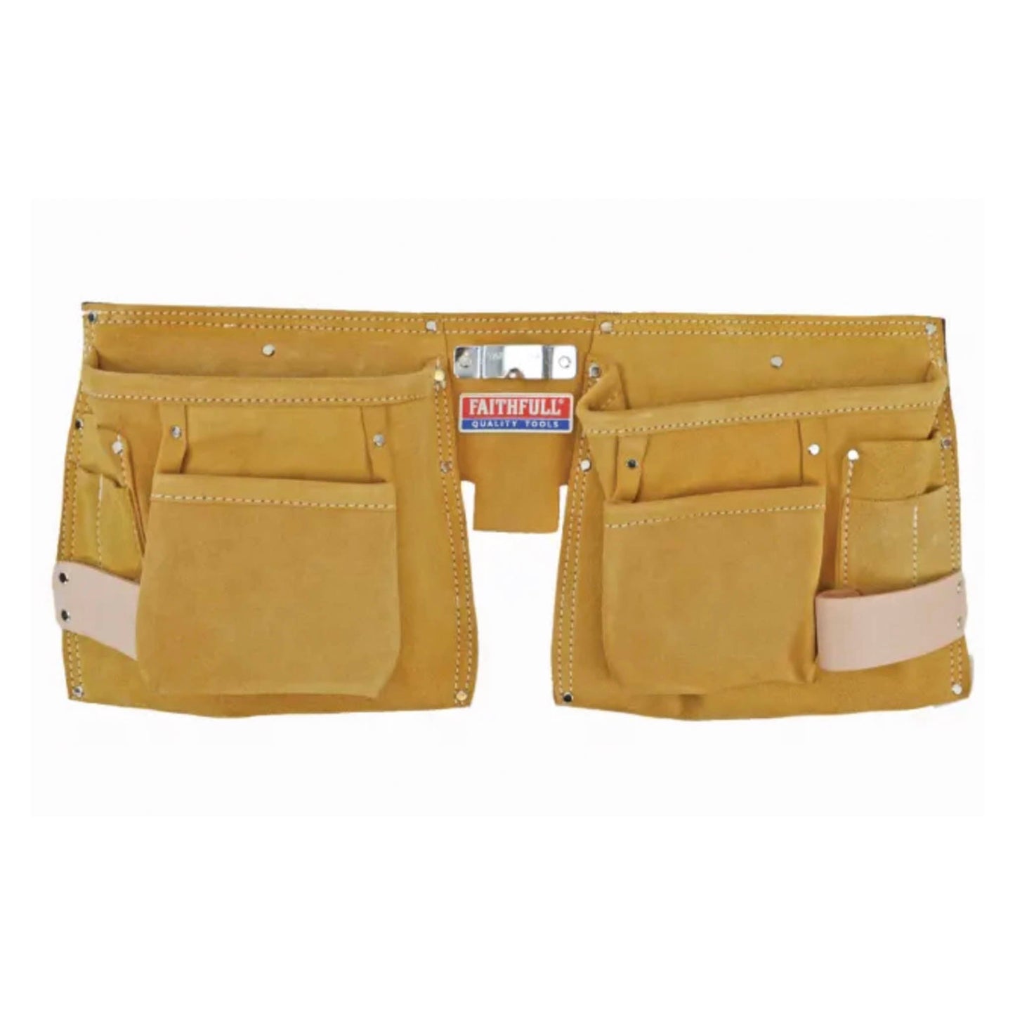 Faithfull Leather Double Nail And Tool Pouch 10 Pocket - Transtools Online