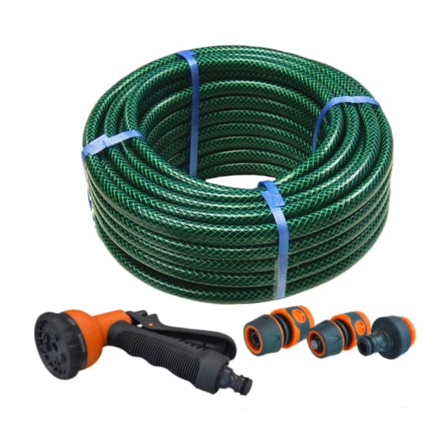 Faithfull PVC Reinforced Hose Pipe 15 Metre Fittings And Spray Gun - Transtools Online