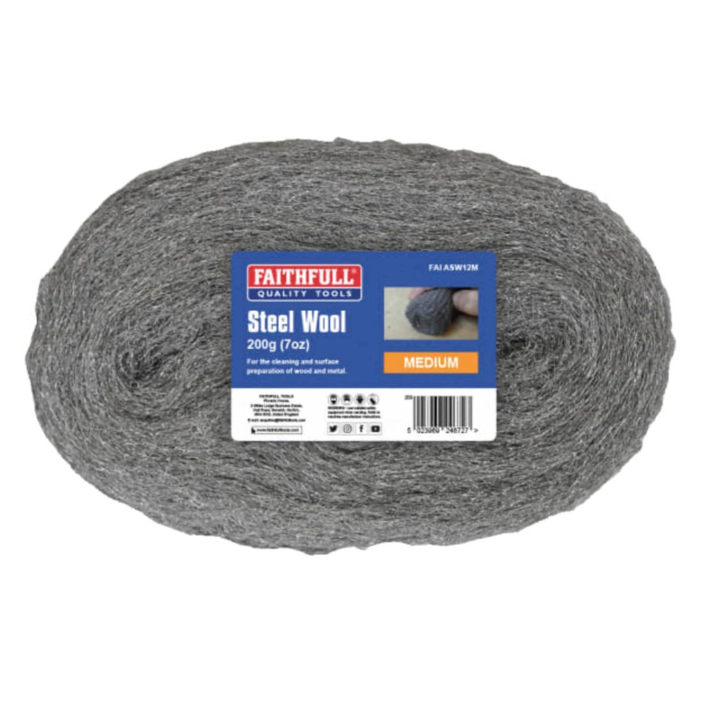 Faithfull Steel Wire Wool Medium 200gm - Transtools Online