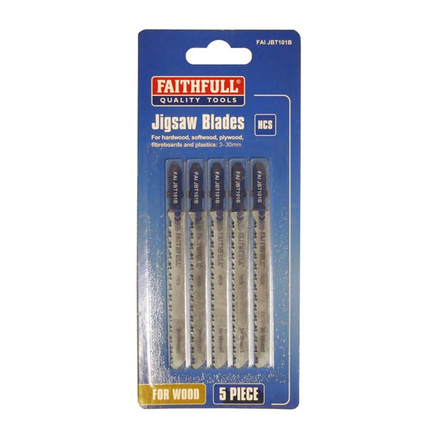 Faithfull Wood Jigsaw Blades T101B 5 Pack - Transtools Online