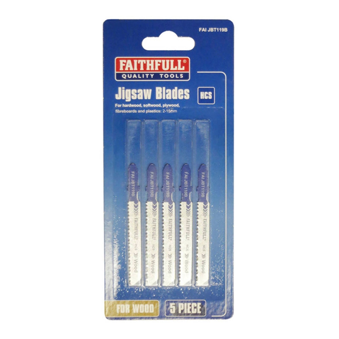 Faithfull Wood Jigsaw Blades T119B 5 Pack - Transtools Online