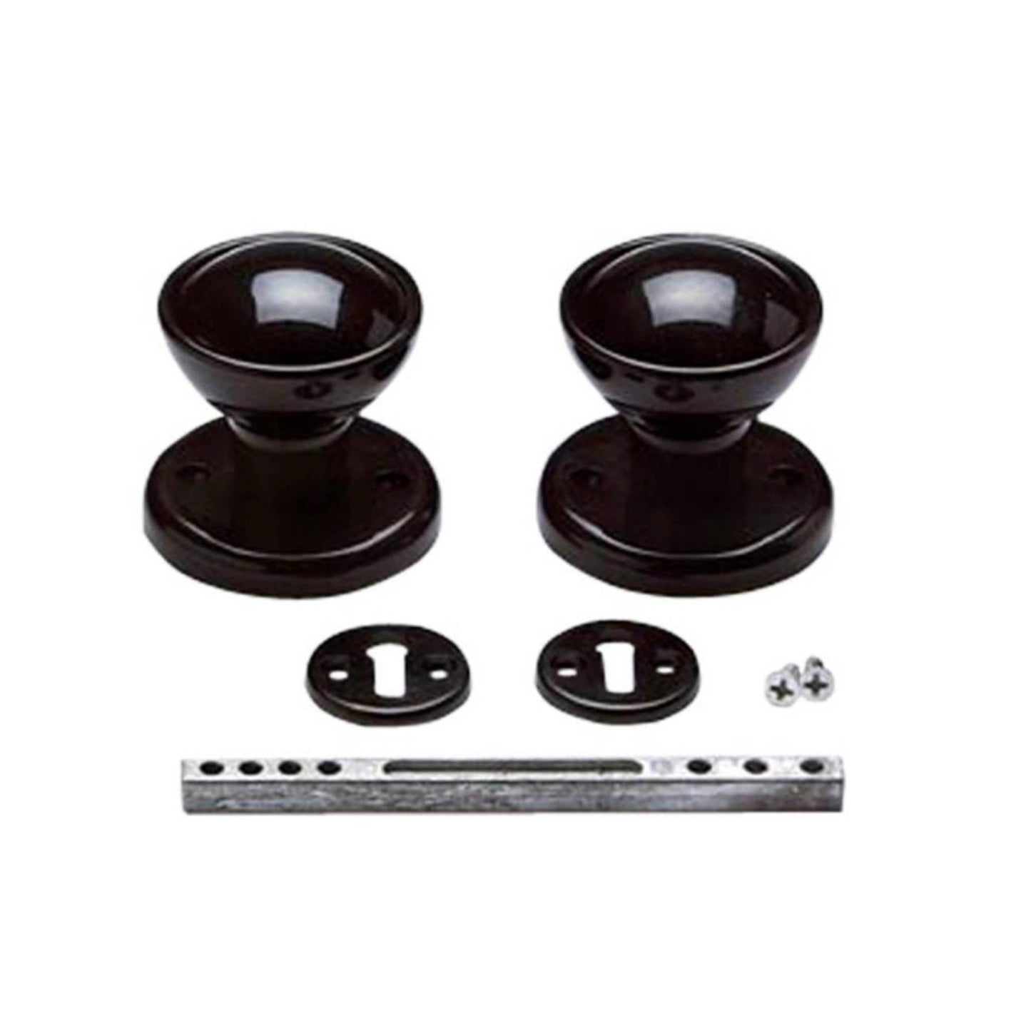 Frisco Rim Lock Mortice Knob Set Black - 1 Pair - Transtools Online