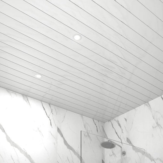 Geopanel 6mm PVC Ceiling Panel White And Silver 4 Metre - 5 Pack