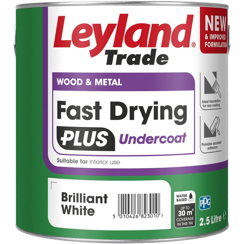 LEYLAND FAST DRYING PLUS UNDERCOAT BRILLIANT WHITE - 2.5 LITRE - Transtools Online