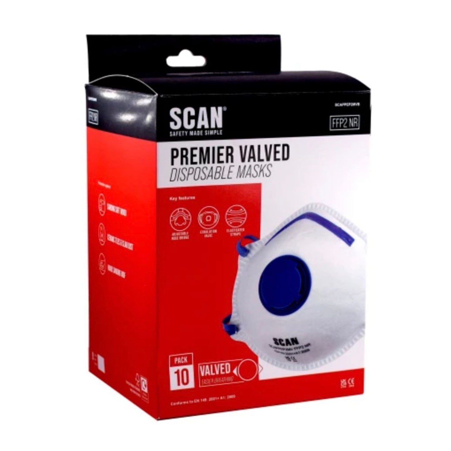 Moulded Disposable Mask Valved FFP2 Protection 10 Pack