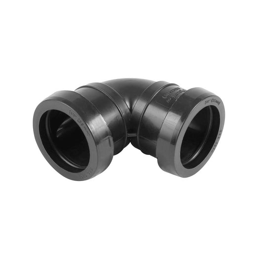 Push Fit Waste Pipe Black Knuckle Bend 40mm - 90 Degree - Transtools Online