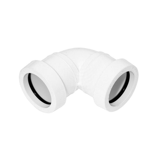 Push Fit Waste Pipe White Knuckle Bend 40mm - 90 Degree - Transtools Online