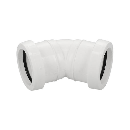 Push Fit Waste Pipe White Obtuse Bend 40mm - 135 Degree - Transtools Online