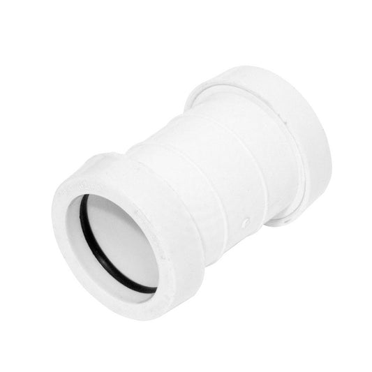 Push Fit Waste Pipe White Straight Connector - 40mm - Transtools Online