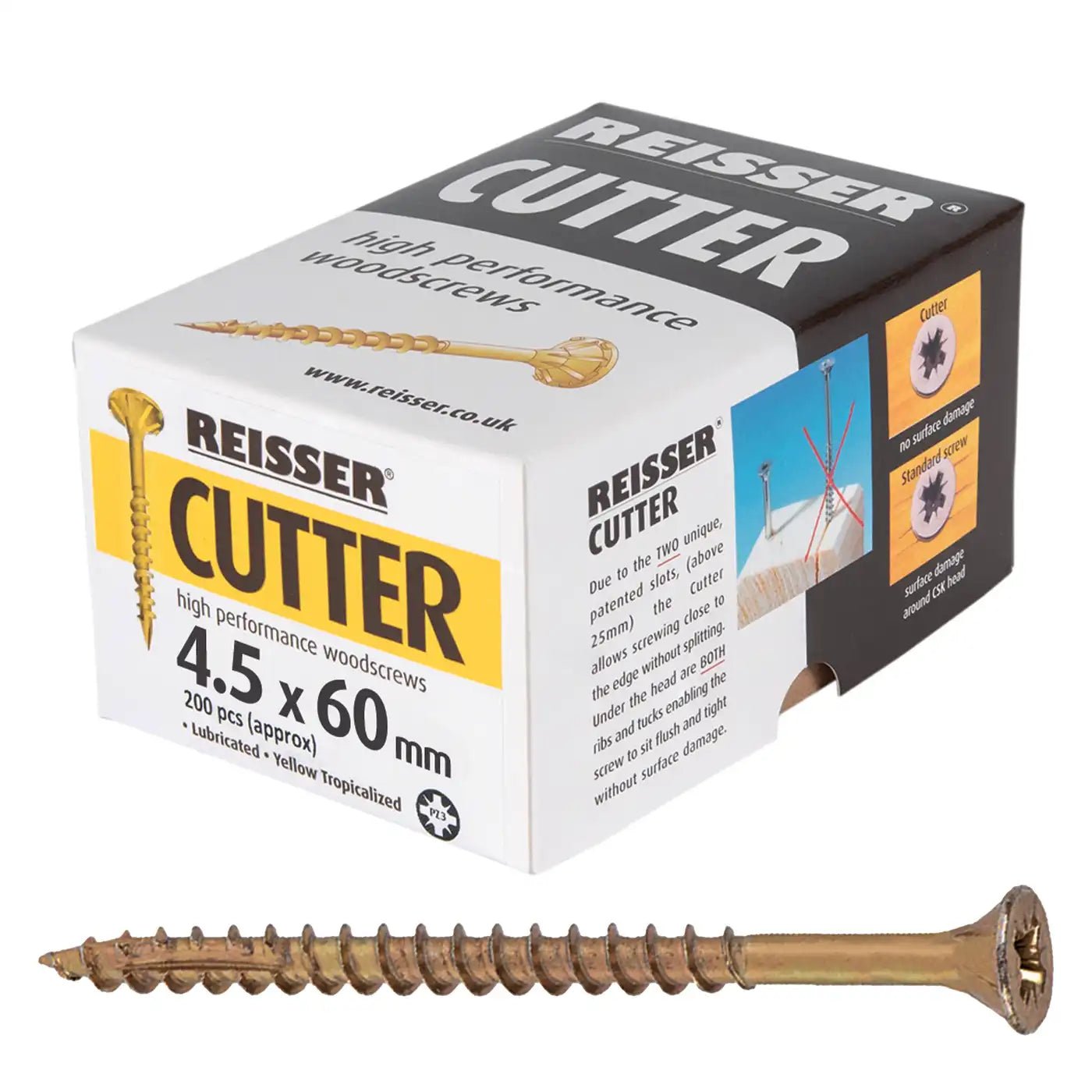REISSER R2 CUTTER WOODSCREWS 4.5MM X 60MM - 200 PACK - Transtools Online