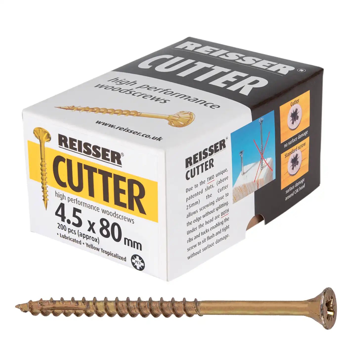 REISSER R2 CUTTER WOODSCREWS 4.5MM X 80MM - 200 PACK - Transtools Online