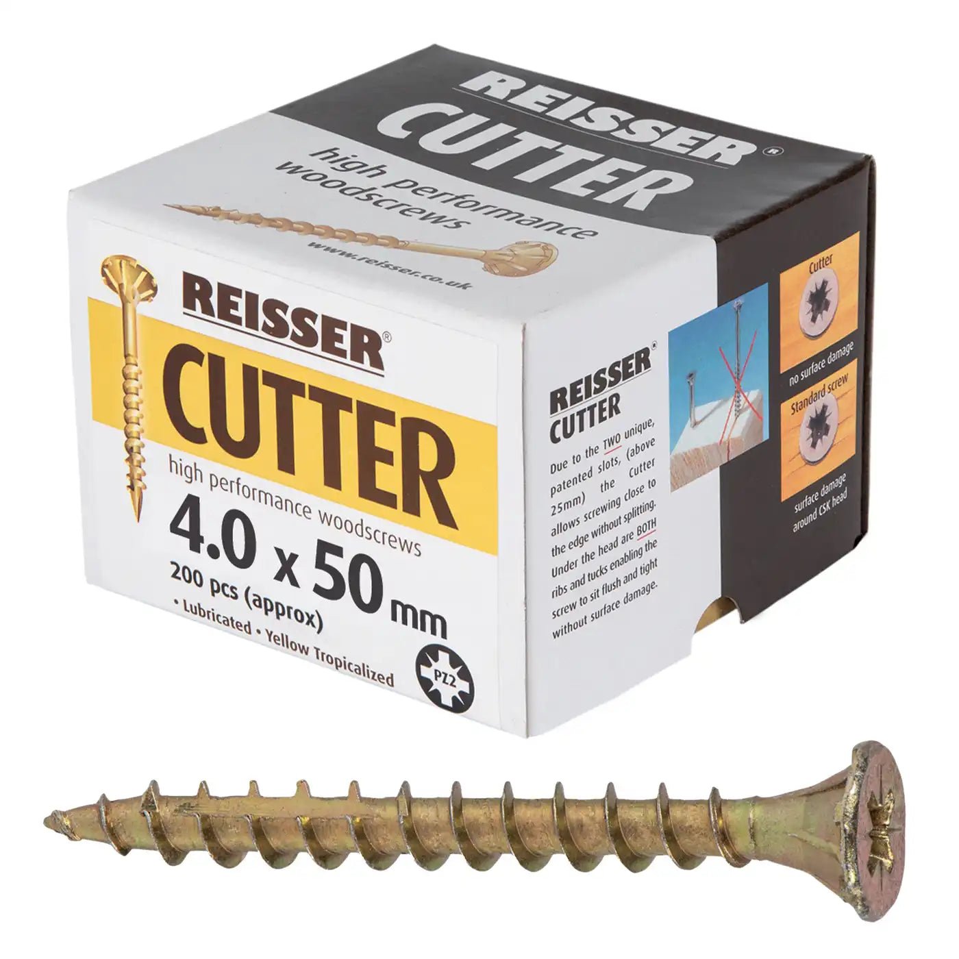 REISSER R2 CUTTER WOODSCREWS 4MM X 50MM - 200 PACK - Transtools Online