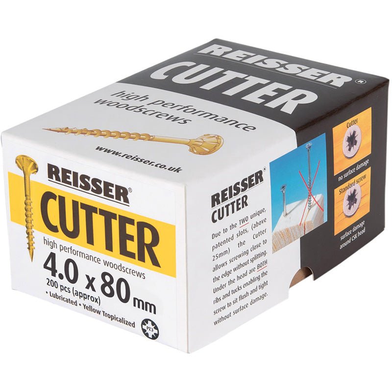 REISSER R2 CUTTER WOODSCREWS 4MM X 80MM - 200 PACK - Transtools Online