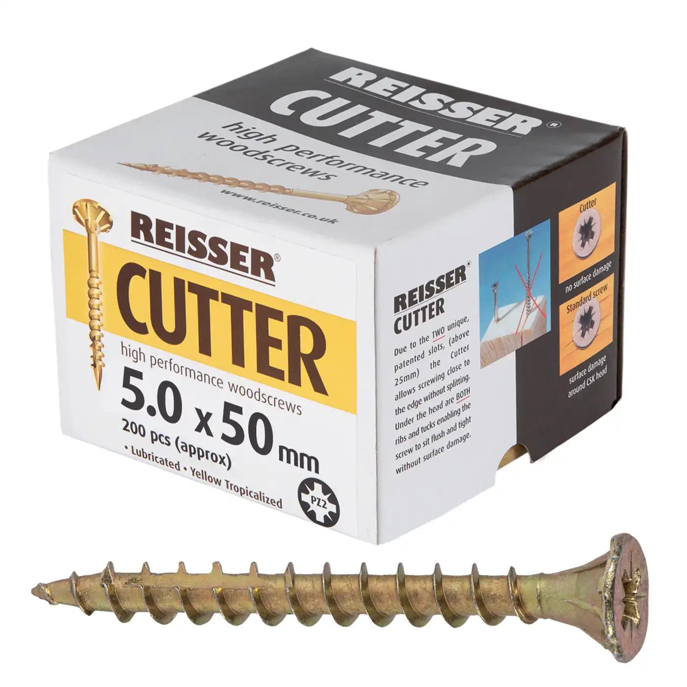 REISSER R2 CUTTER WOODSCREWS 5MM X 50MM - 200 PACK - Transtools Online
