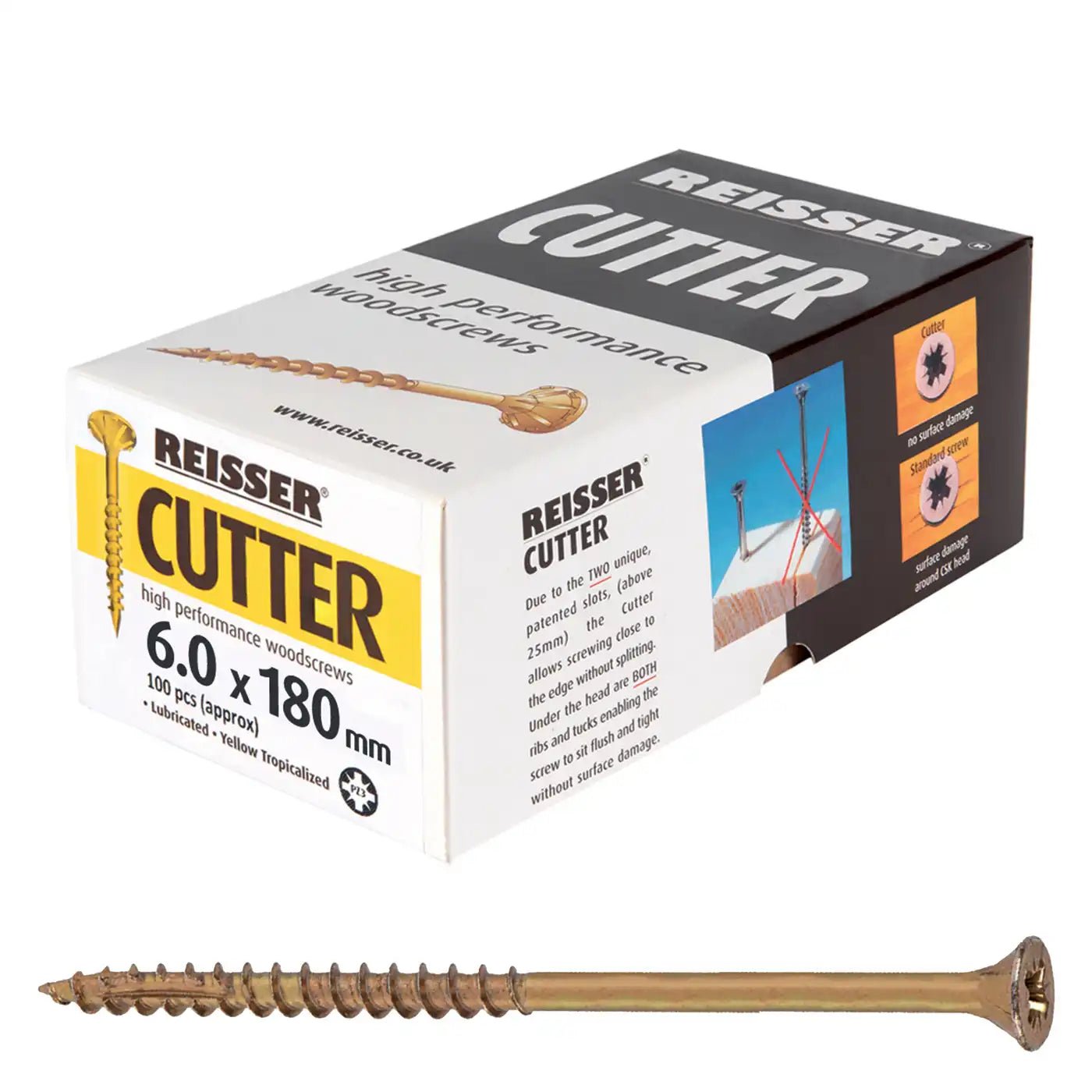 REISSER R2 CUTTER WOODSCREWS 6MM X 180MM - 100 PACK - Transtools Online