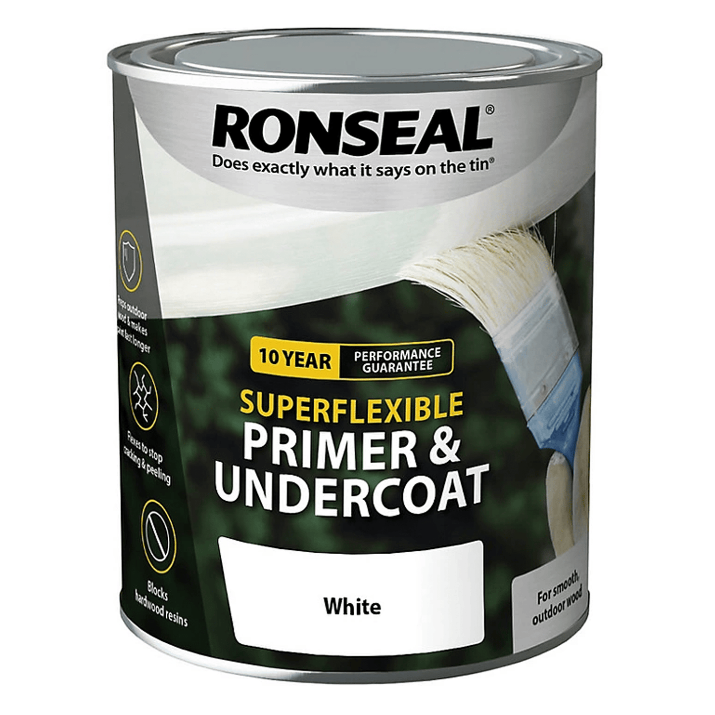 Ronseal Flexible Wood Primer and Undercoat Exterior White 750ml