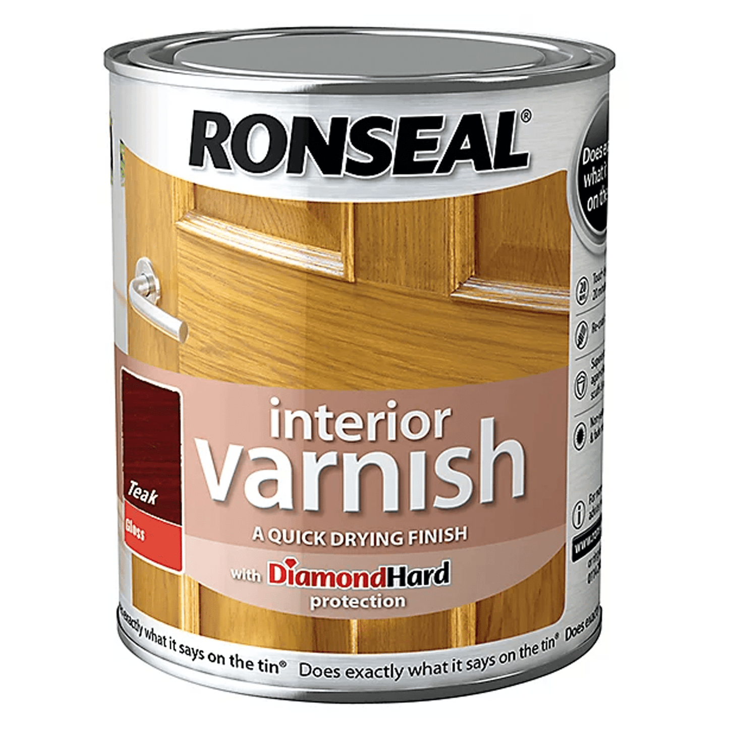 Ronseal Interior Varnish Diamond Hard Gloss Teak - 750ml