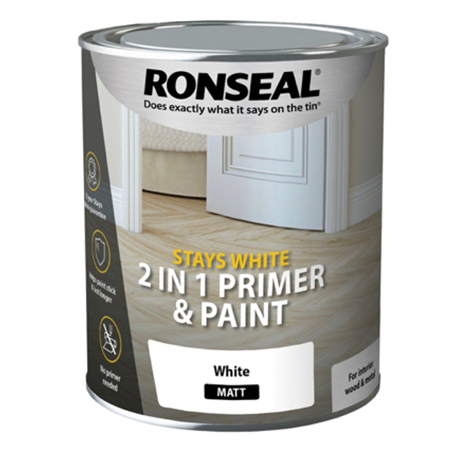 Ronseal Stays White 2 in 1 Primer and Paint - Brilliant White - Transtools Online