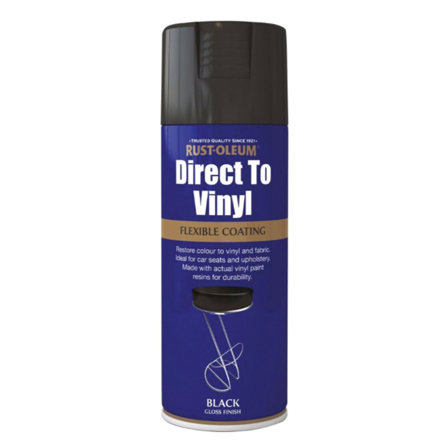 Rust - Oleum Direct Vinyl Black Gloss Spray Paint - 400ml - Transtools Online