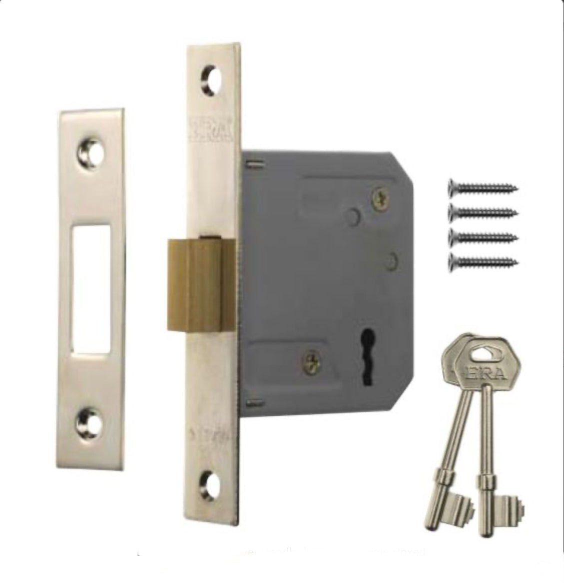 STERLING MOTICE DEADLOCK BRASS 3IN 5 LEVER - 2 KEYS - Transtools Online