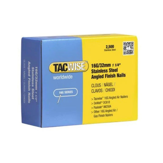 Tacwise 16 Gauge Stainless Angled Brad Finishing Nails 32mm